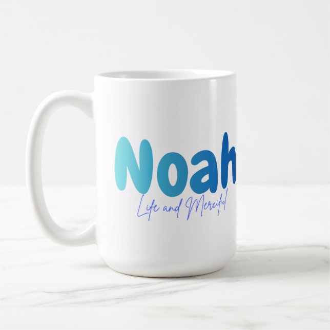 Caneca De Café Noah Name Gift - Life and Merciful - Personalized  (Esquerda)