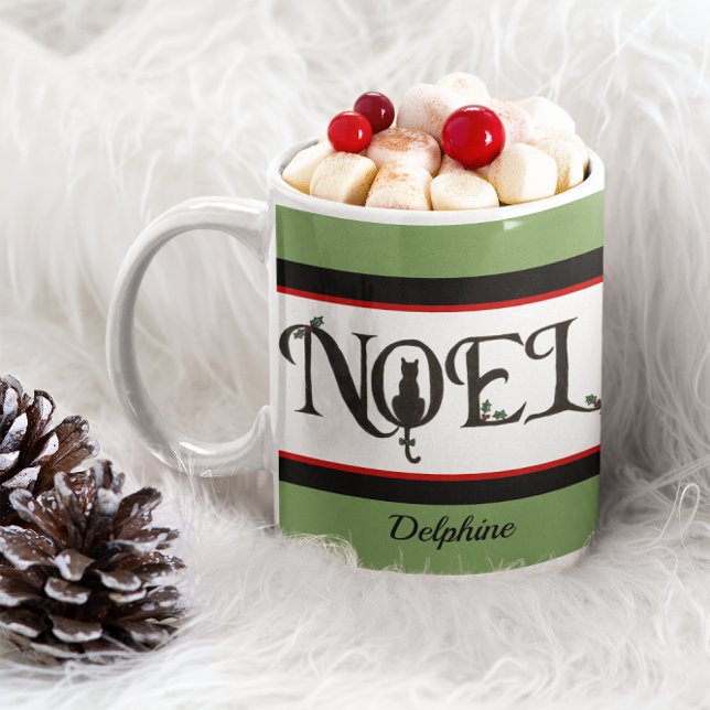 Caneca De Café Noel Cat Silhouette Personalizado Natal (Criador carregado)