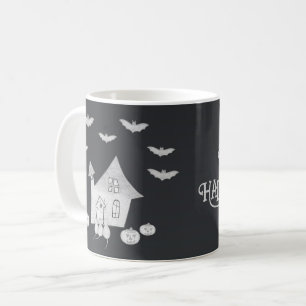 Caneca De Café Noite de Dia das Bruxas com Casa Assombrada, Morce