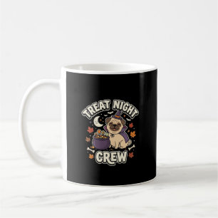 Caneca De Café Noite de Guloseimas de Pug do Halloween