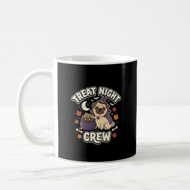Caneca De Café Noite de Guloseimas de Pug do Halloween (Esquerda)
