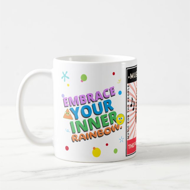 CANECA DE CAFÉ NOITE DE MÚSICA, ARCO-ÍRIS INTERIOR (Esquerda)