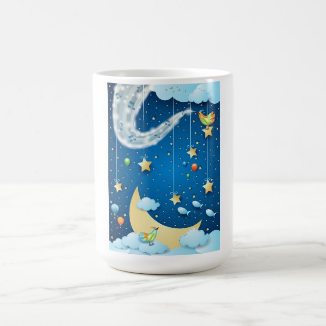 Caneca De Café Noite de música e lua grande (Centro)