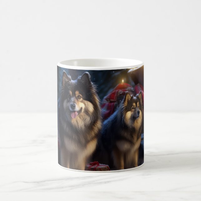 Caneca De Café Noite de Natal Finlandesa de Lapphund Snowy Sleigh (Centro)