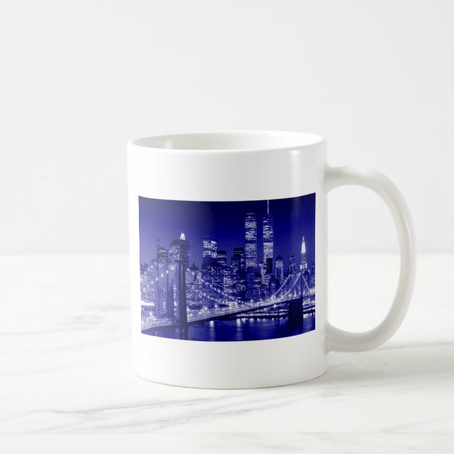 Caneca De Café Noite de Nova Iorque Azul (Direita)