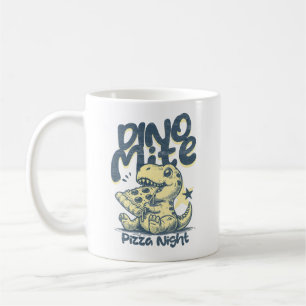 Caneca De Café Noite de Pizza Dino Mite Arte Fofa