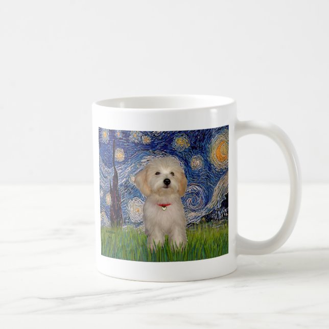 Caneca De Café Noite Estrelada - Cachorrinho Havanês (Direita)