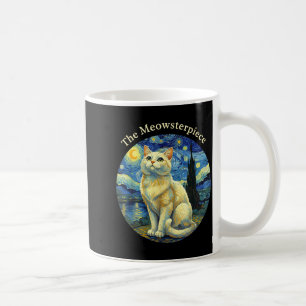 Caneca De Café Noite Estrelada Gato Divertido O Meowsterece Van G