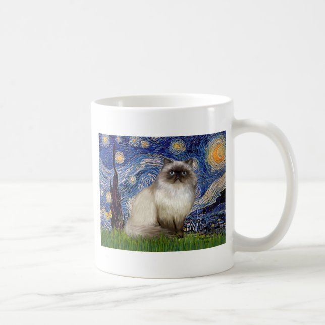 Caneca De Café Noite Estrelada - gato Himalaio 7 (Direita)