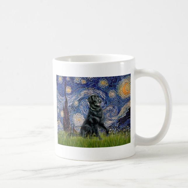 Caneca De Café Noite Estrelada - Retriever de Capa Lisa 2 (Direita)