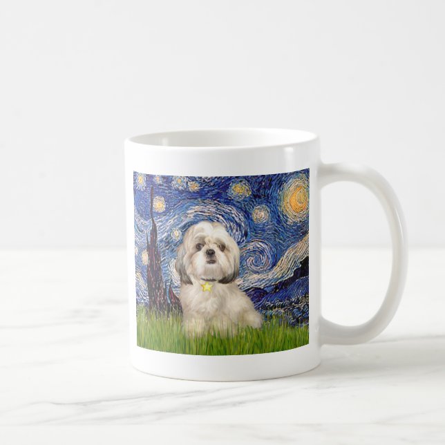 Caneca De Café Noite Estrelada - Shih Tzu (Y) (Direita)