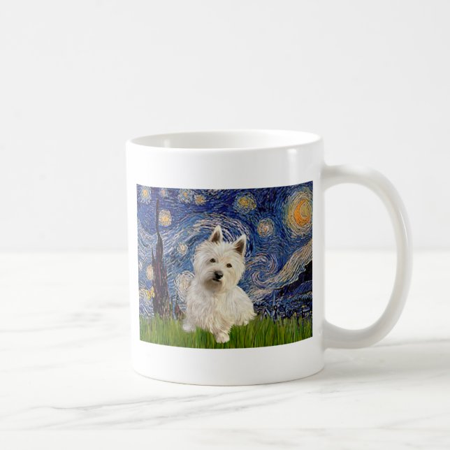 Caneca De Café Noite Estrelada - Westie 1 (Direita)