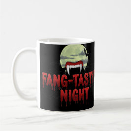 Caneca De Café Noite Fang-tastic - Presas Vampiros e Bat Hallowee