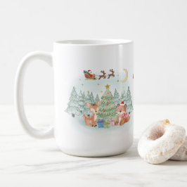 Caneca De Café Noite Mágica de Natal na Floresta de Inverno