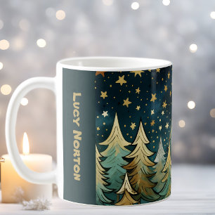 Caneca De Café Noite santa e estrelada de Natal