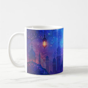 Caneca De Café Noites Árabes Mágicas do Eid Mubarak Cores do Cres