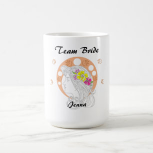 Caneca De Café Noiva da Equipe   Esboço à Mão Personalizável