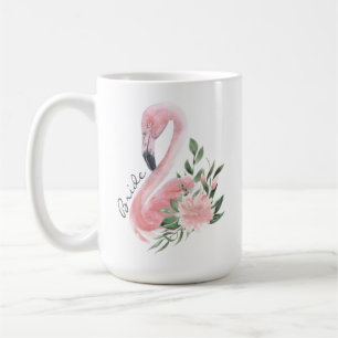 Caneca De Café Noiva de Casamento de Praia Tropical Rosa Flamingo