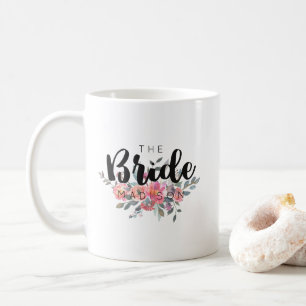 Caneca De Café Noiva de Casamento Floral em Aquarela Chic