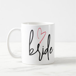 Caneca De Café Noiva de script com casamento rosa pincelado