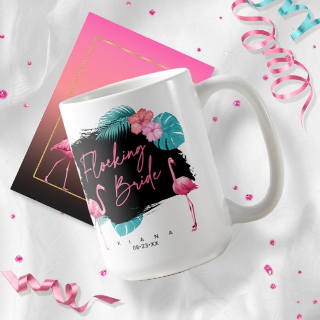 Caneca De Café Noiva Despedida de Flamingo ID930 (Criador carregado)