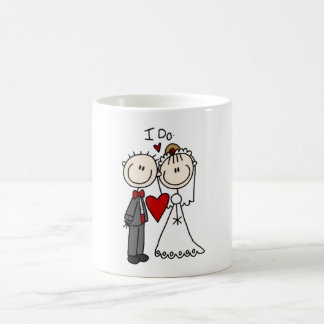Caneca De Café Noiva e Groom Stick Figuras Casamento Eu Faço