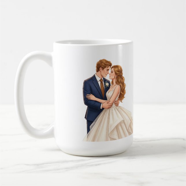 Caneca De Café Noiva e Noivo Românticos (Esquerda)
