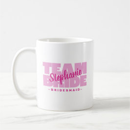 Caneca De Café Noiva Equipe Noiva Dama Nome Casamento Rosa Retro