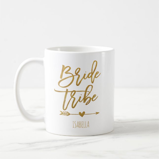 Caneca De Café Noiva faux gold foil bridesmaid (Esquerda)