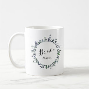 Caneca De Café Noiva frondosa da aguarela