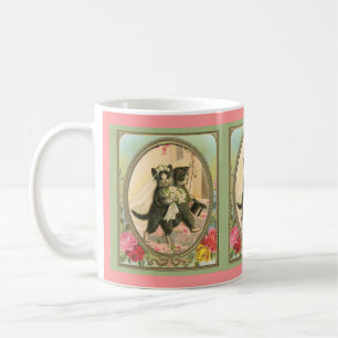 Caneca De Café Noiva Gata e Noivo Dia do Casamento