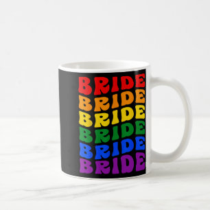 Caneca De Café Noiva Lgbt Bandeira do Arco-Íris Groovy Festa de D