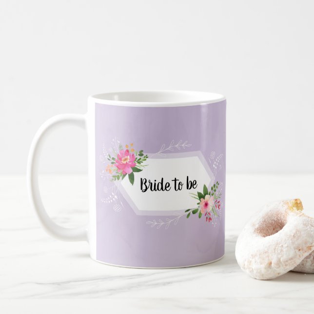 Caneca De Café Noiva para ser aguarela floral banho de noiva clás (Com Donut)