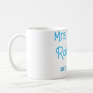 Caneca De Café Noiva para ser Sra adicione nome data aquarela azu