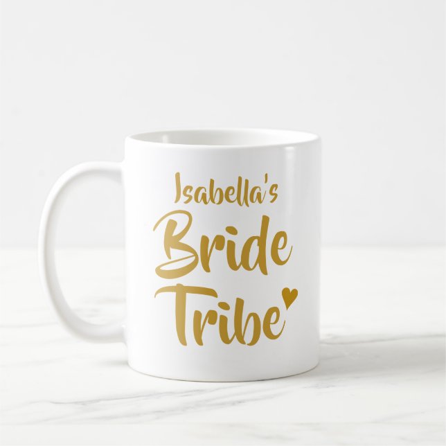Caneca De Café Noiva Personalizada Tribo Coração Dourado (Esquerda)