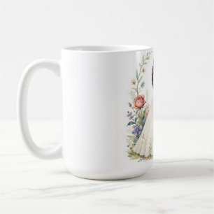 Caneca De Café Noiva Romântica Noivo Floral Casal de Noivos Elega