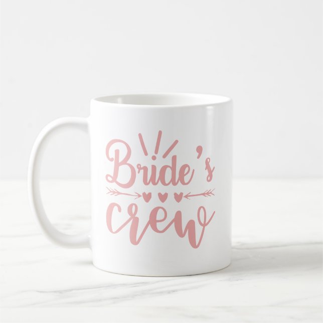 Caneca De Café Noiva Rústica Rosa Caligrafia Equipe da Noiva  (Esquerda)