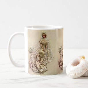Caneca De Café Noiva Vitoriana Vintage, Retrato Nupcial Antigo