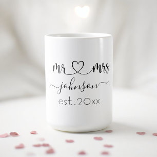 Caneca De Café Noivado de casamento Sr. Sra. Nome Personalizado