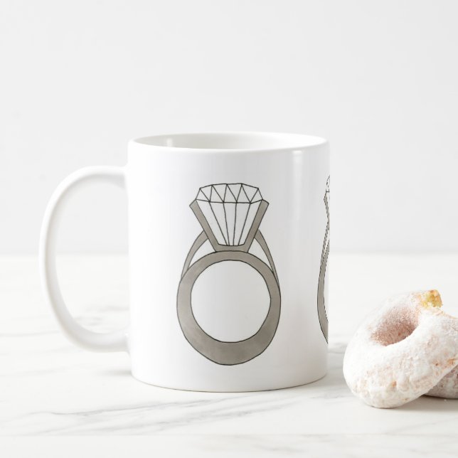 Caneca De Café Noivado Diamond Chá de panela Ring Mug (Com Donut)