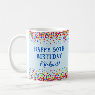 Caneca De Café Noivado Legal, Confetti Azul Colorido