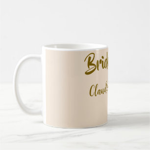 Caneca De Café Noivas da noiva nome dama de honra laranja dourado