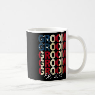 Caneca De Café Noivo Noiva Est. 2025 Bandeira dos EUA Casais Recé