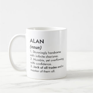 Caneca De Café Nome Alan, Nome editável, Nome personalizado