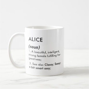 Caneca De Café Nome Alice, Nome editável, Nome personalizado