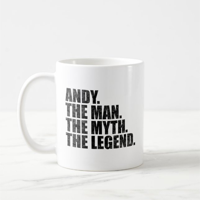 Caneca De Café Nome Andy, Andy O Homem O Mito A Lenda (Esquerda)