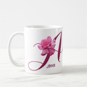 Caneca De Café Nome Annie bonito rosa rosa rosa floral