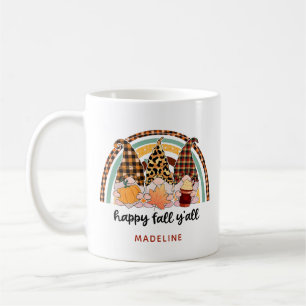 Caneca De Café Nome Arco-íris do Gnome Feliz Outono