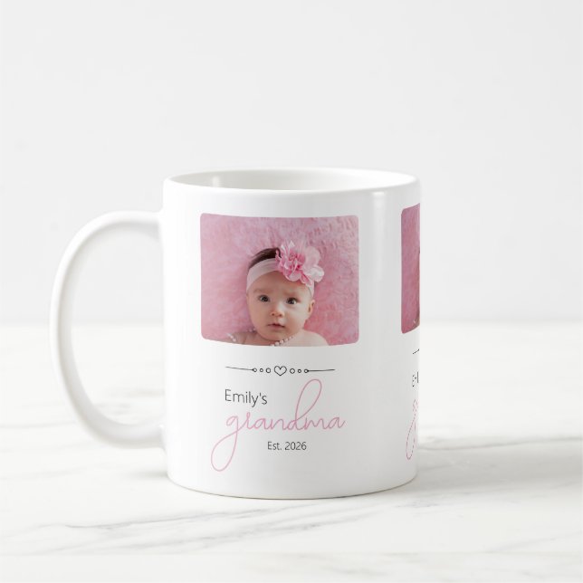 Caneca De Café Nome Avó Ano de Fundação Foto Fonte Script (Esquerda)