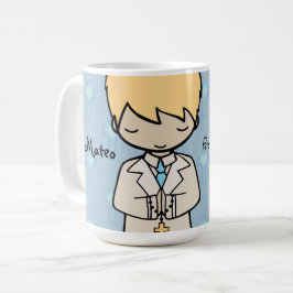 Caneca De Café Nome azul do Primeiro Sagrado Menino da Comunidade